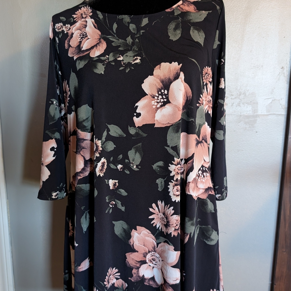 Floral Black and Pink Dress